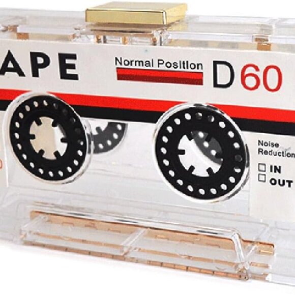 Tape Shaped Shoulder Bag Radio Recorder PU Crossbody Bag Women's Retro Evening B - Picture 2 of 5